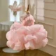 Elegant Pink Flower Girl Dress Kids Princess Birthday Gown