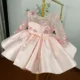 Elegant Pink Girl Bridesmaides Dress Full Sleeve for Princess