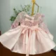 Elegant Pink Girl Bridesmaides Dress Full Sleeve for Princess