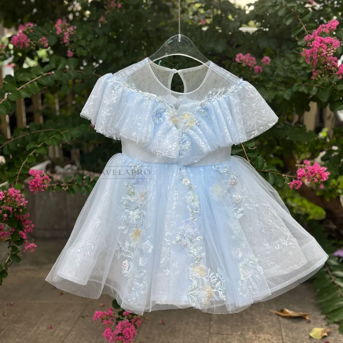 Elegant Tulle Girl Dress Sleeveless Toddler Kids 1st Birthday Gown
