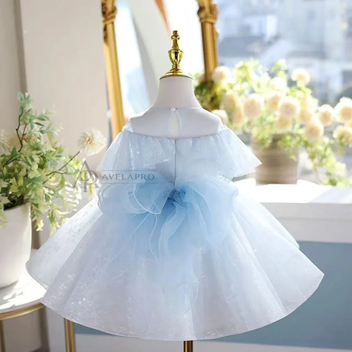 Elegant Tulle Girl Dress Sleeveless Toddler Kids 1st Birthday Gown