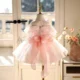 Elegant Tulle Girl Dress Sleeveless Toddler Kids 1st Birthday Gown