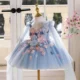 Elegant V-Neck Applique Tulle Flower Girl Dress Cap Sleeve