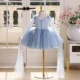 Elegant V-Neck Applique Tulle Flower Girl Dress Cap Sleeve