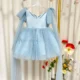 Elegant V-Neck Applique Tulle Flower Girl Dress Cap Sleeve