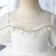 Elegant White Beaded Birthday Girl Dress with Pearls